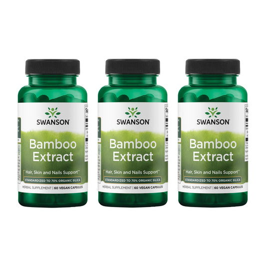 Swanson Bamboo Extract bottle front showing 70% silica for hair and nails