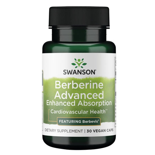 Swanson Berberine Advanced bottle with Berbevis 550 mg for optimized absorption