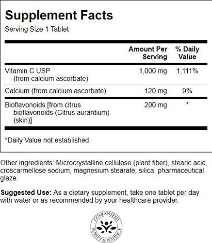 Swanson Buffered C with BioFlav tablets in bottle for convenient daily intake