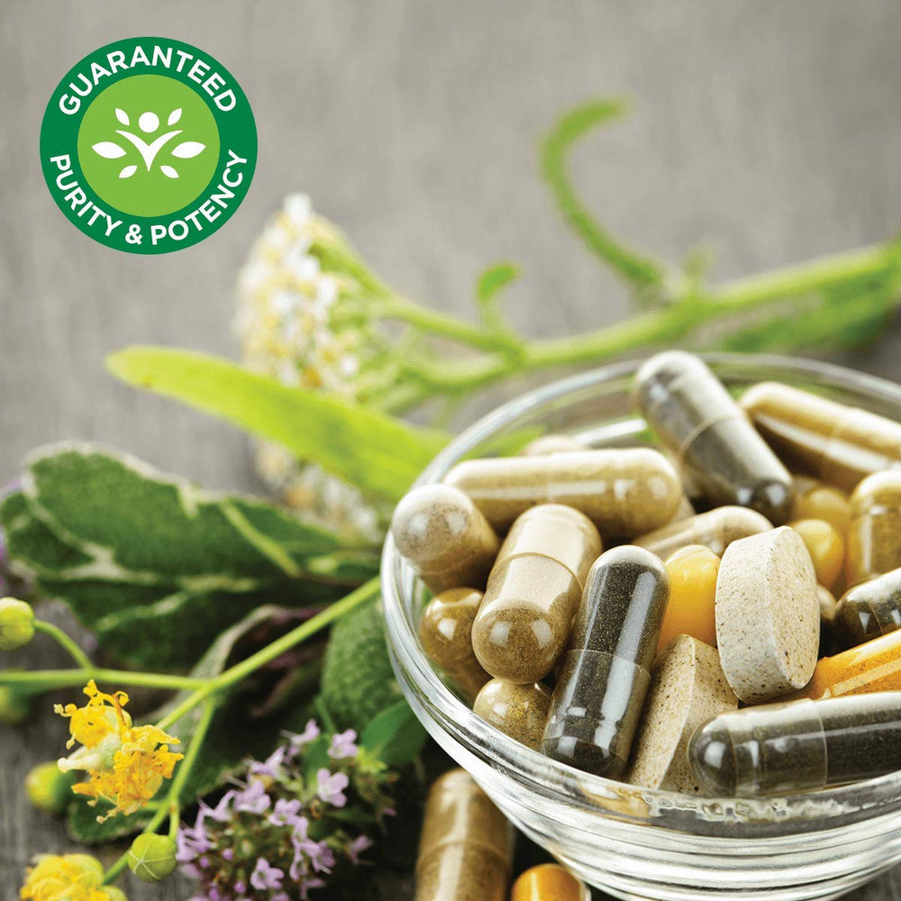 Close-up of capsules showing standardized 75 mg per serving