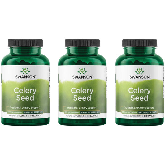 Swanson Celery Seed Maximum Strength bottle front view for easy daily wellness.