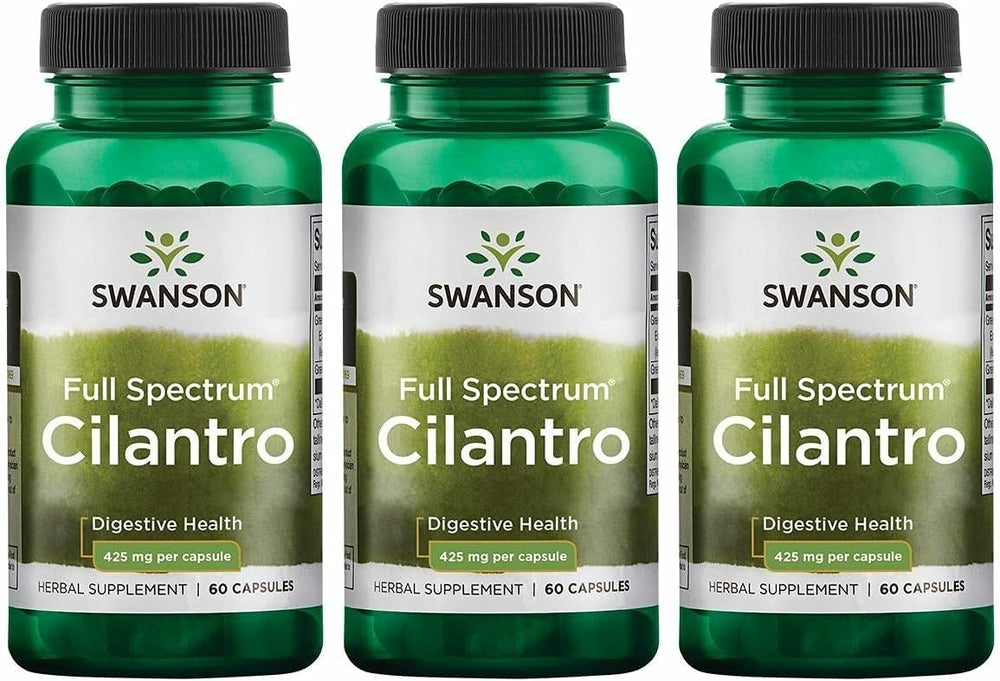 Swanson Cilantro bottle front with capsules for digestive balance and everyday wellness