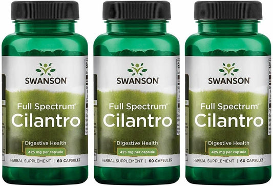 Swanson Cilantro bottle front with capsules for digestive balance and everyday wellness