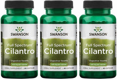 Swanson Cilantro bottle front with capsules for digestive balance and everyday wellness