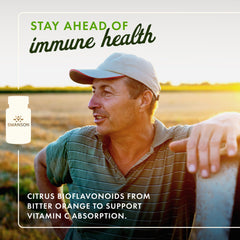 Swanson Citrus Bioflavonoid Complex bottle back label lists gluten-free and non-GMO features