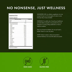 Swanson Collagen Hydrolysate powder shown dissolved in a glass with a neutral texture.