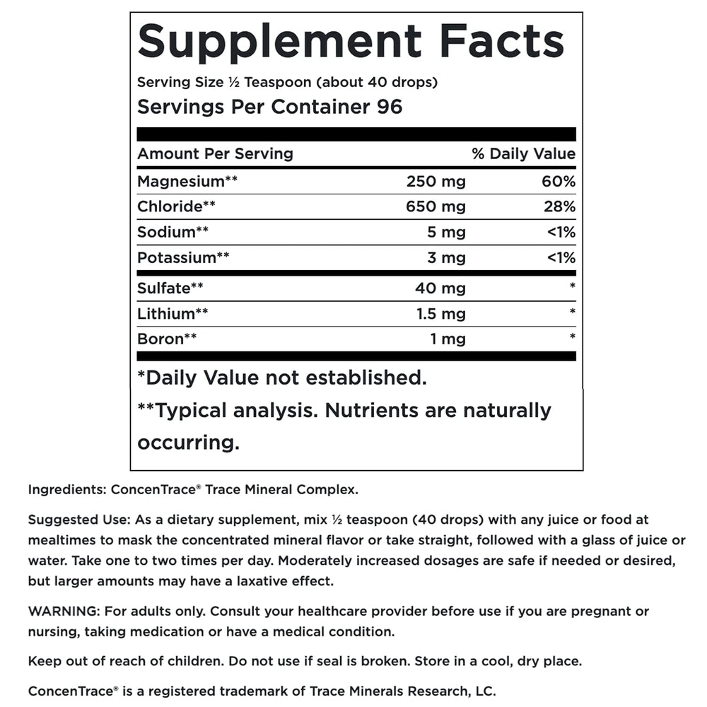 Swanson Concentrace drops in water glass for easy mineral enrichment.
