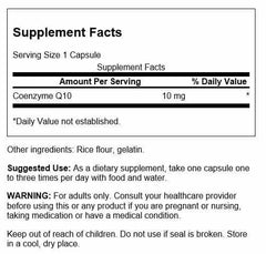 Closeup of Swanson CoQ10 capsules highlighting compact size for convenient dosing.