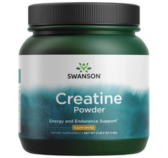 Swanson Creatine Monohydrate Powder bottle shows a 1kg container for regular workouts