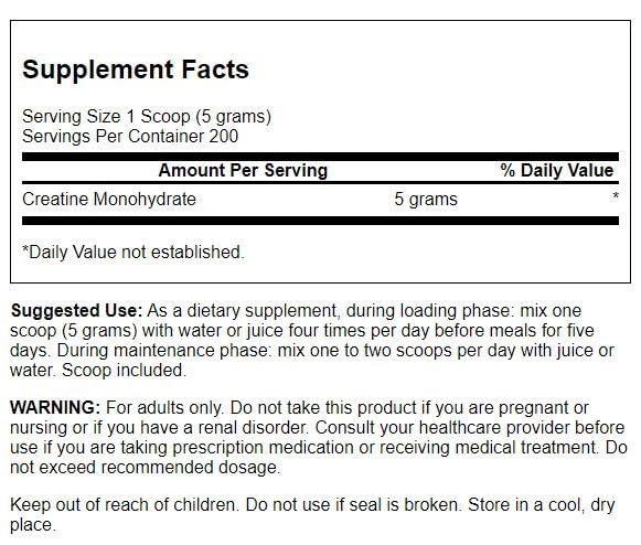 Swanson Creatine Monohydrate Powder scoop demonstrating easy daily serving