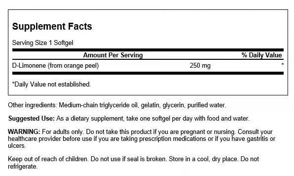 Swanson D-Limonene high-potency formula bottle highlighting wellness routine