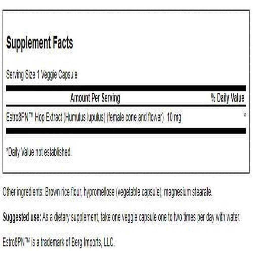 Swanson Estro8Pn hop extract capsules, convenient daily use for vegetarians.
