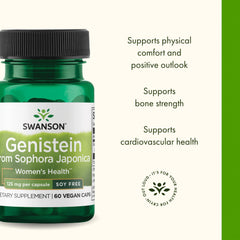 Swanson Genistein women health image suggests daily use for comfort.