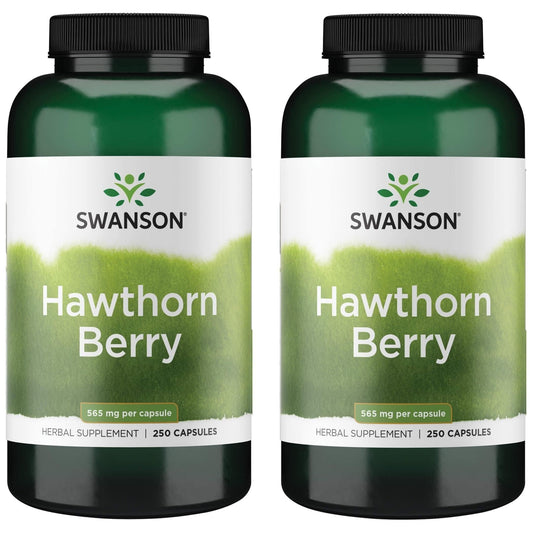 Swanson Hawthorn Berry two-pack bottle front for daily antioxidant support.