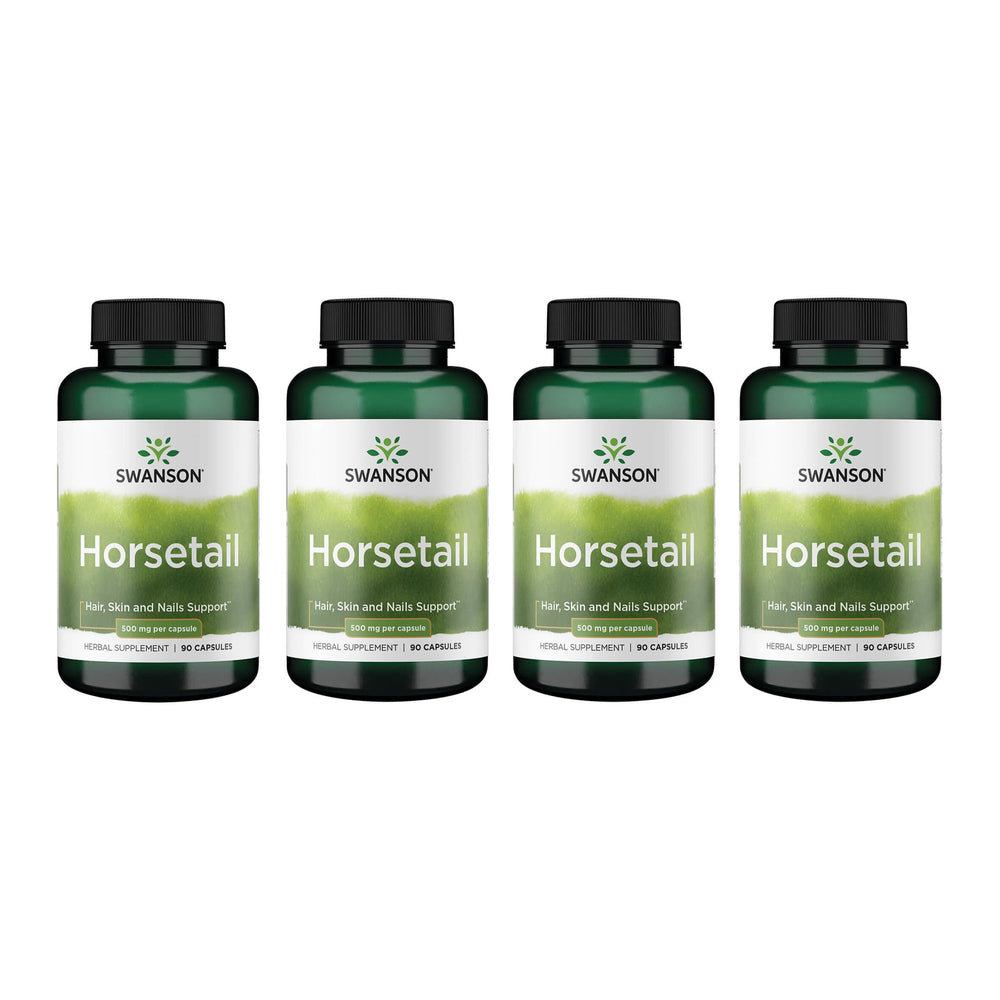 Swanson Horsetail capsule showcases a natural supplement for hair, skin, and nails.
