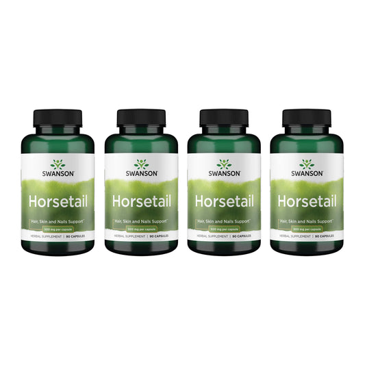 Swanson Horsetail capsule showcases a natural supplement for hair, skin, and nails.
