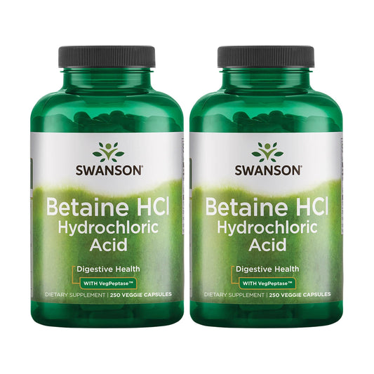 Swanson Hydrochloric Acid with Pepsin bottle showing the product and label for digestion support