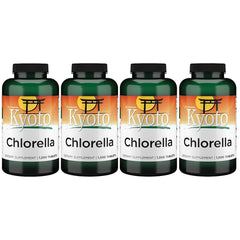 Swanson Kyoto Chlorella bottle pour supports vegetarian daily wellness.