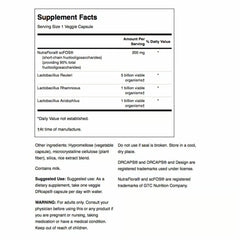 Close-up of Swanson probiotic capsules showing 7B CFU potency for gut health.