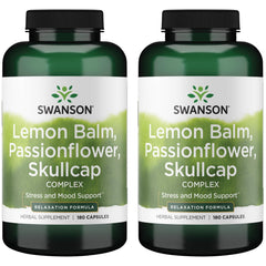 Swanson Lemon Balm Passion Flower Skullcap Complex bottle promotes daily calm and stress support