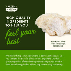 Swanson Lions Mane back label focuses on serving size and directions.