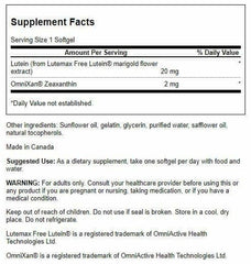 Swanson softgels closeup shows convenient daily eye nutrients.