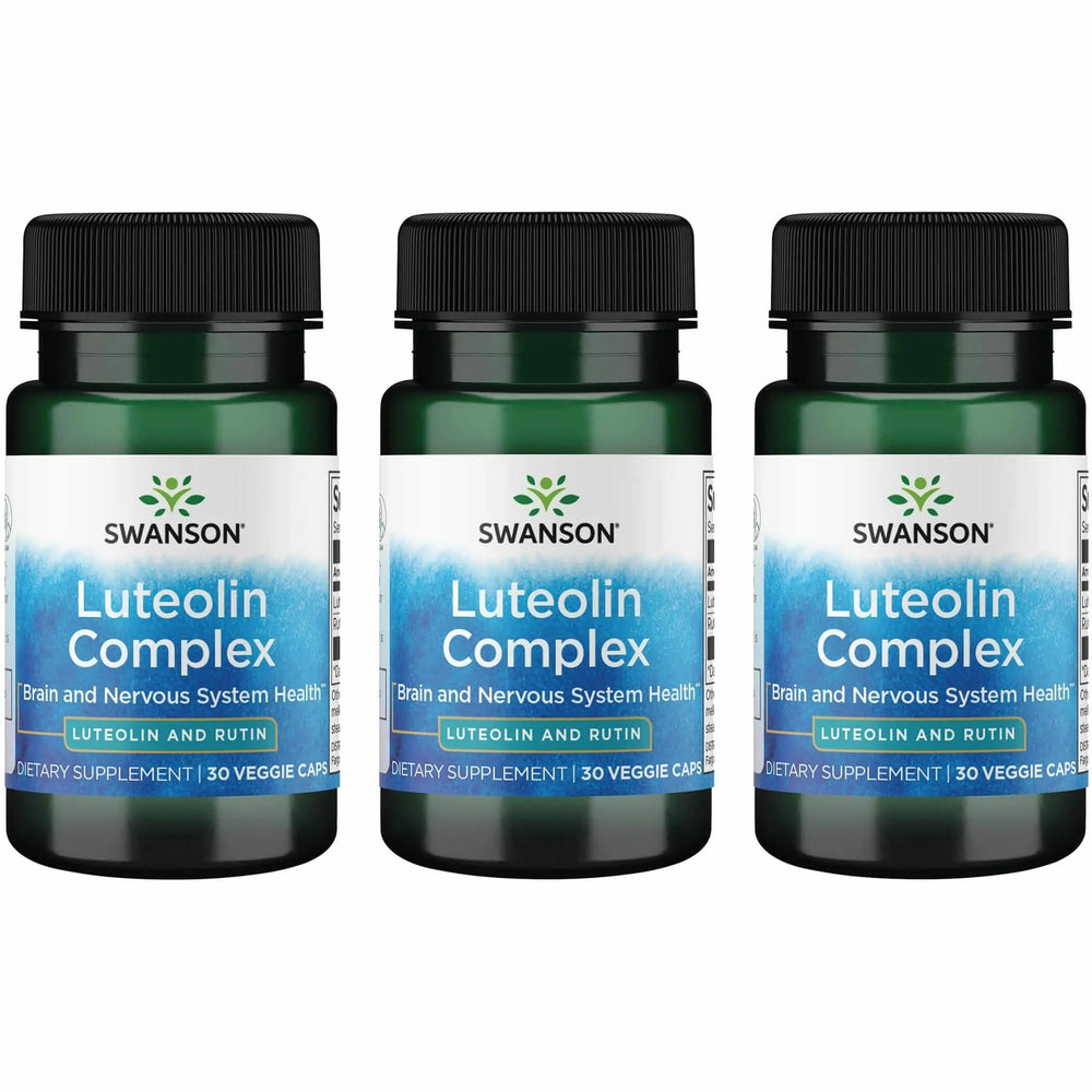 Swanson Luteolin Complex bottle front highlighting brain support and antioxidant blend.