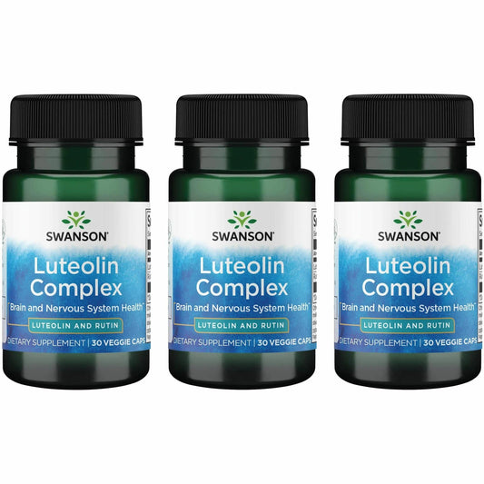 Swanson Luteolin Complex bottle front highlighting brain support and antioxidant blend.