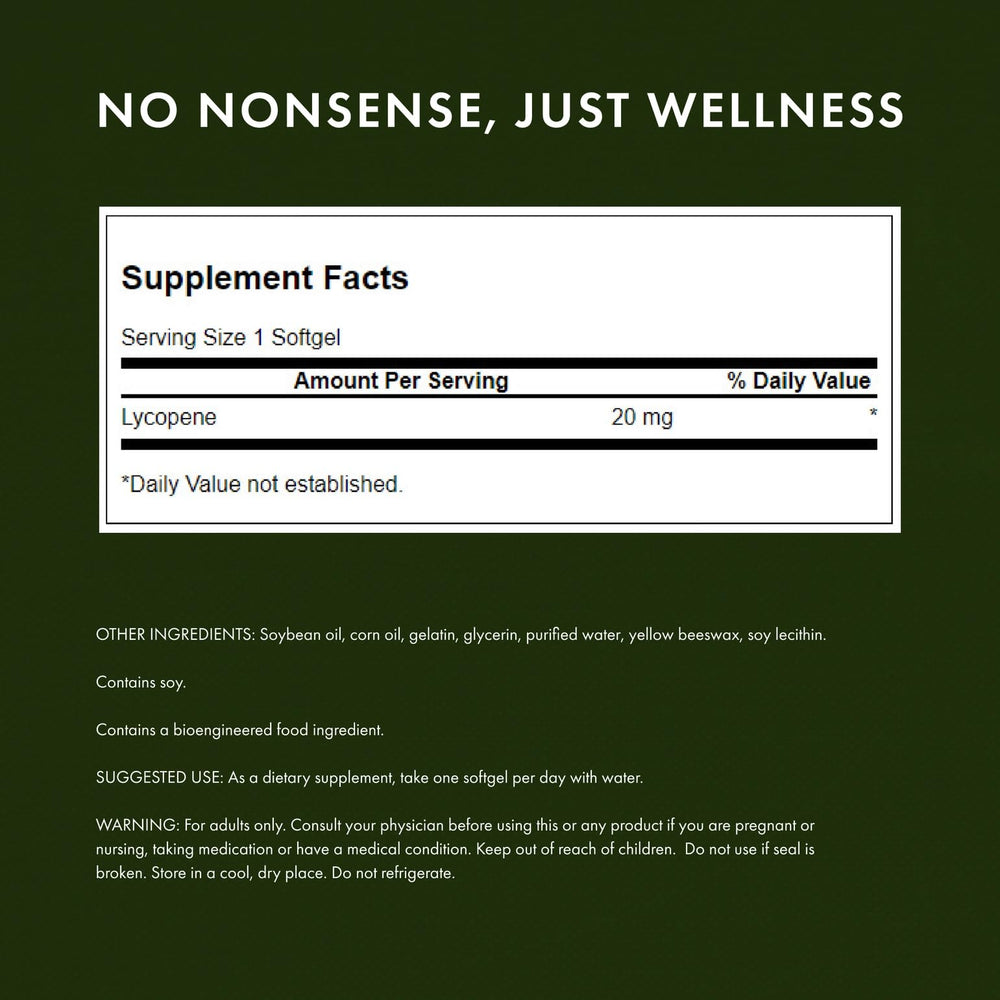 Swanson Lycopene softgels on display for cardiovascular health support.
