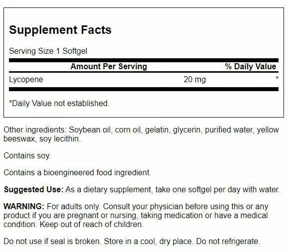 Close-up of Swanson Lycopene softgels for daily wellness and antioxidant intake