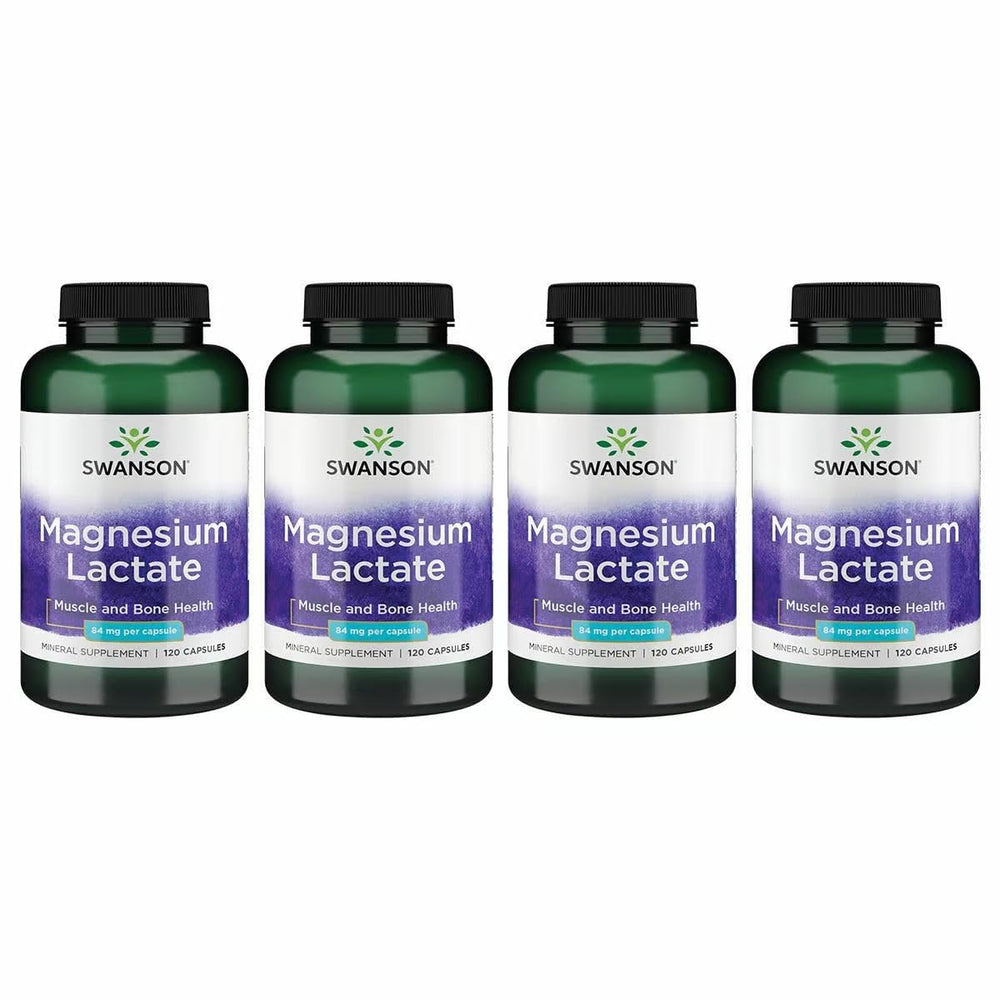Swanson Magnesium Lactate bottle front displaying lactose-free mineral support