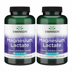 Swanson Magnesium Lactate bottle shows 84 mg per capsule for daily mineral support.