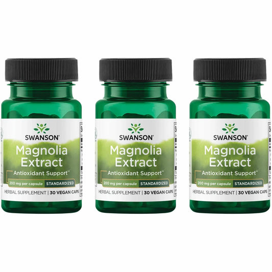 Swanson Magnolia Bark bottle with capsules for digestive support.