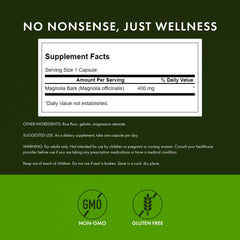 Swanson Magnolia Bark label view showcasing natural ingredients and formulation