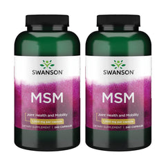 Swanson MSM bottle with capsules supports joint mobility.