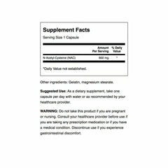 Swanson NAC capsules close-up showing 600 mg dosage.