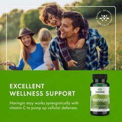 Swanson Naringin capsules side view showcases compact, travel-friendly packaging