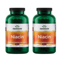 Swanson Niacin (B3) Cardio Health bottle pour supports energy metabolism and lipid balance.
