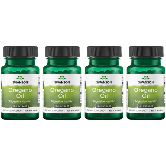 Swanson Oregano Oil 10:1 extract bottle on display, highlighting premium oregano oil.