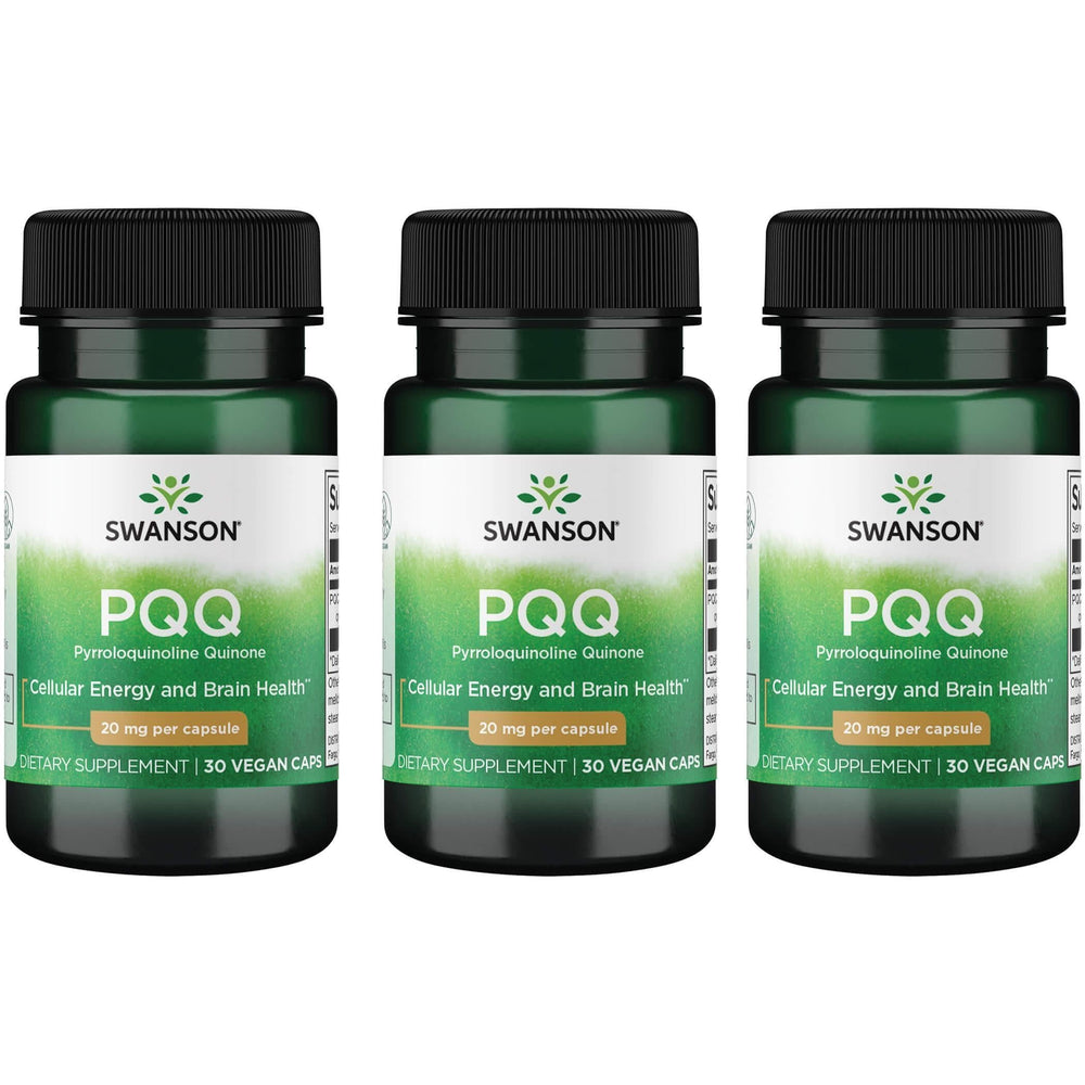 Swanson PQQ bottle with 20 mg capsules for potential mitochondrial and brain support