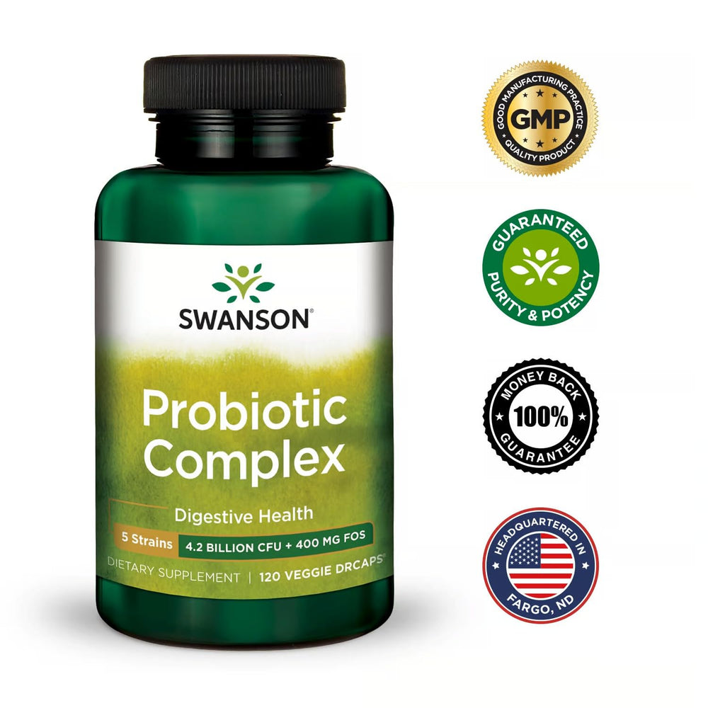 Swanson Probiotic Complex finished product showcases convenient daily use