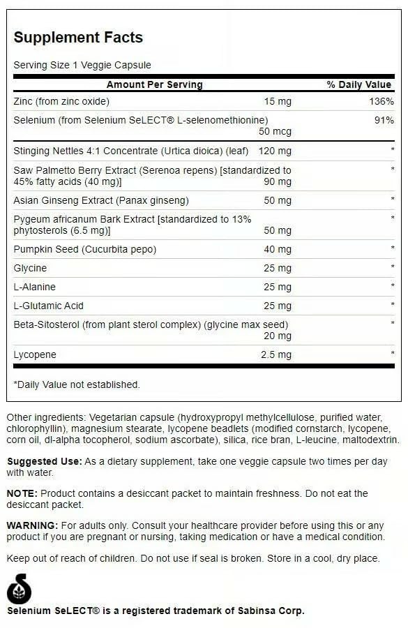 Swanson Prostate Plus capsules close-up for prostate health support