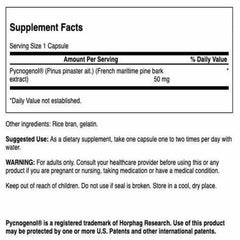 Swanson Pycnogenol 50 mg capsules closeup for easy daily use