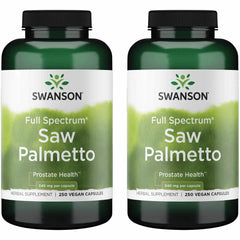 Swanson Saw Palmetto capsules bottle for daily health support.