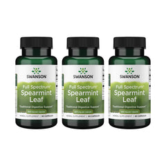 Swanson Spearmint Leaf bottle showing full-spectrum capsules for digestive comfort