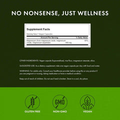 Swanson Triple Magnesium Complex bottle side, features and packaging