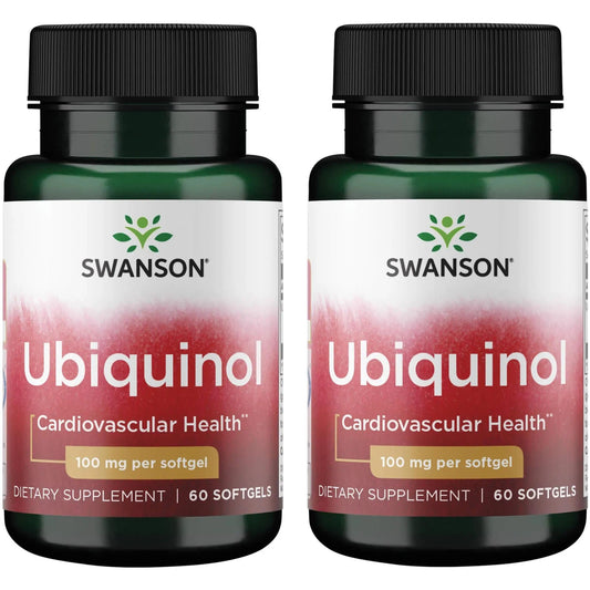 Swanson Ubiquinol 100 mg softgels bottle for convenient daily energy support.