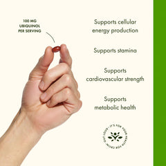 Swanson ubiquinol bottle label emphasizing non-GMO formulation.