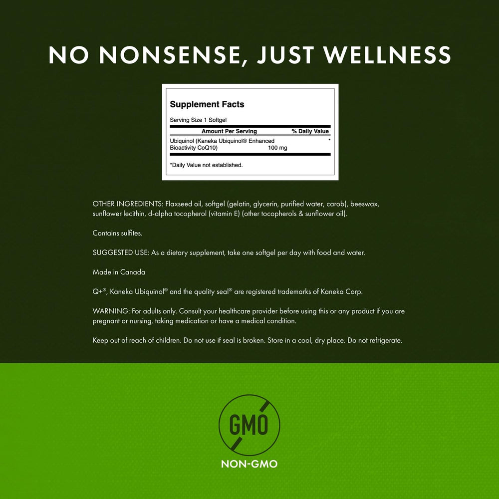 Swanson Ubiquinol softgels closeup showing quality and form.