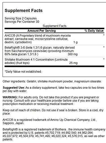 Closeup of the Swanson ULT BIODEFENSE NK+ label highlighting AHCC and beta glucans for immune support.